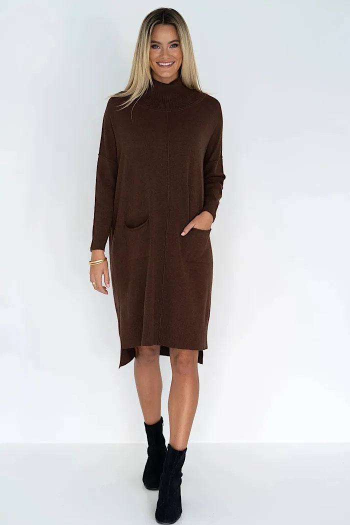 MYRA DRESS - BROWN