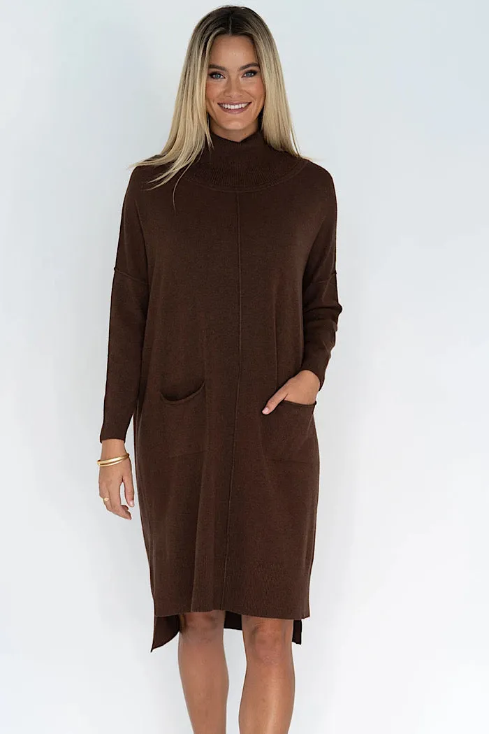 MYRA DRESS - BROWN