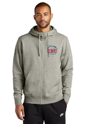 Nike Club Fleece Sleeve Swoosh Full-Zip Hoodie / Heather Grey / Cape Henry Strength & Conditioning