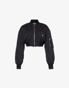 Nylon Cropped Bomber Jacket