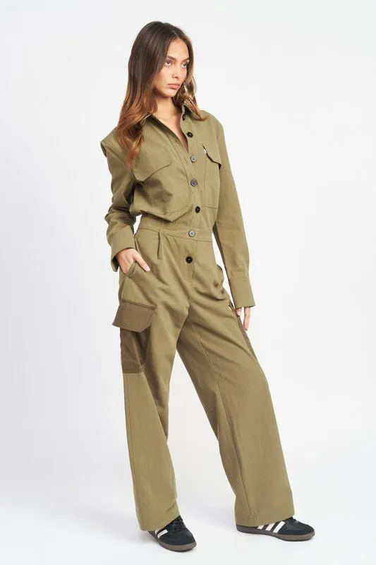 Olive Cargo Jumpsuit