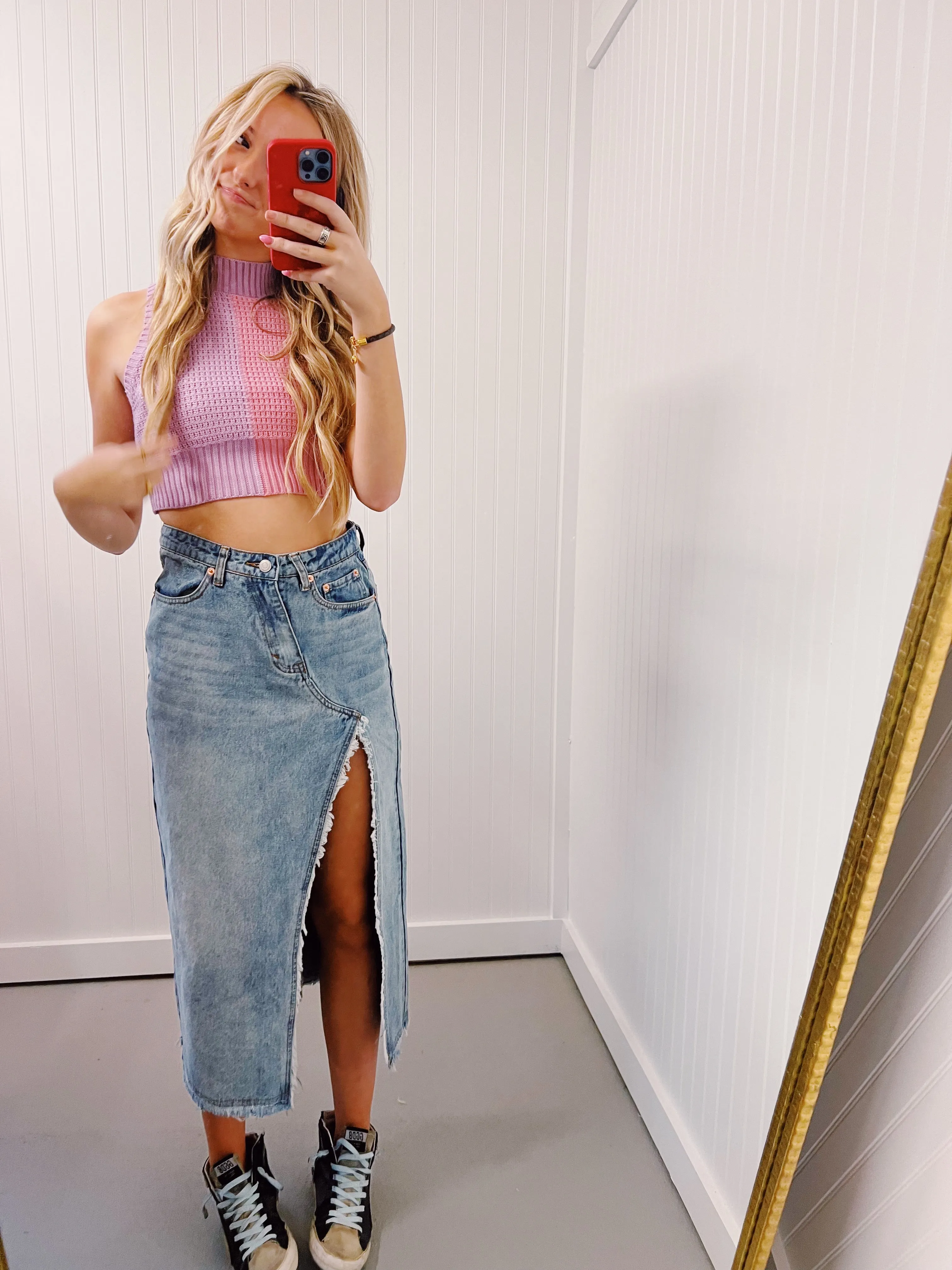 Open Color Top - Purple/Pink