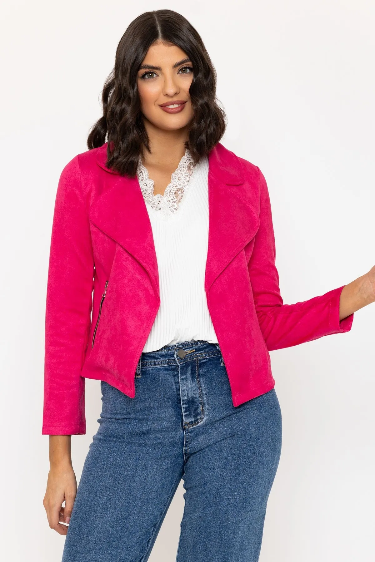 Pink Suede Cover Up Jacket