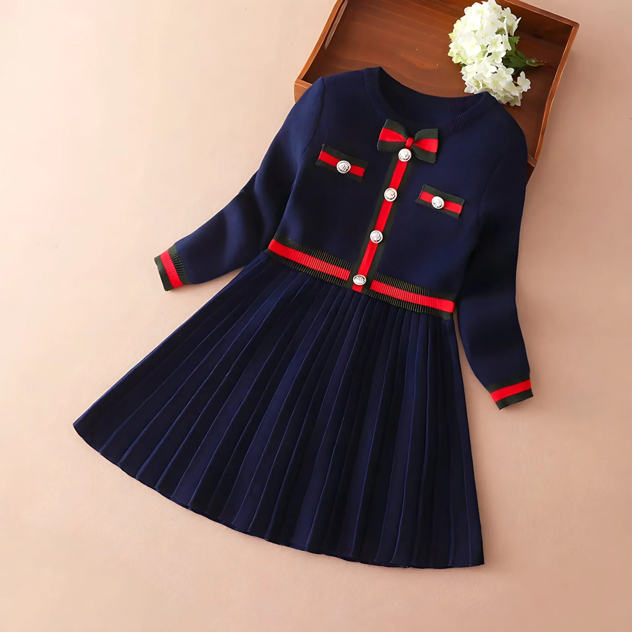 Premium Knit Cotton Classy Girls' Dress