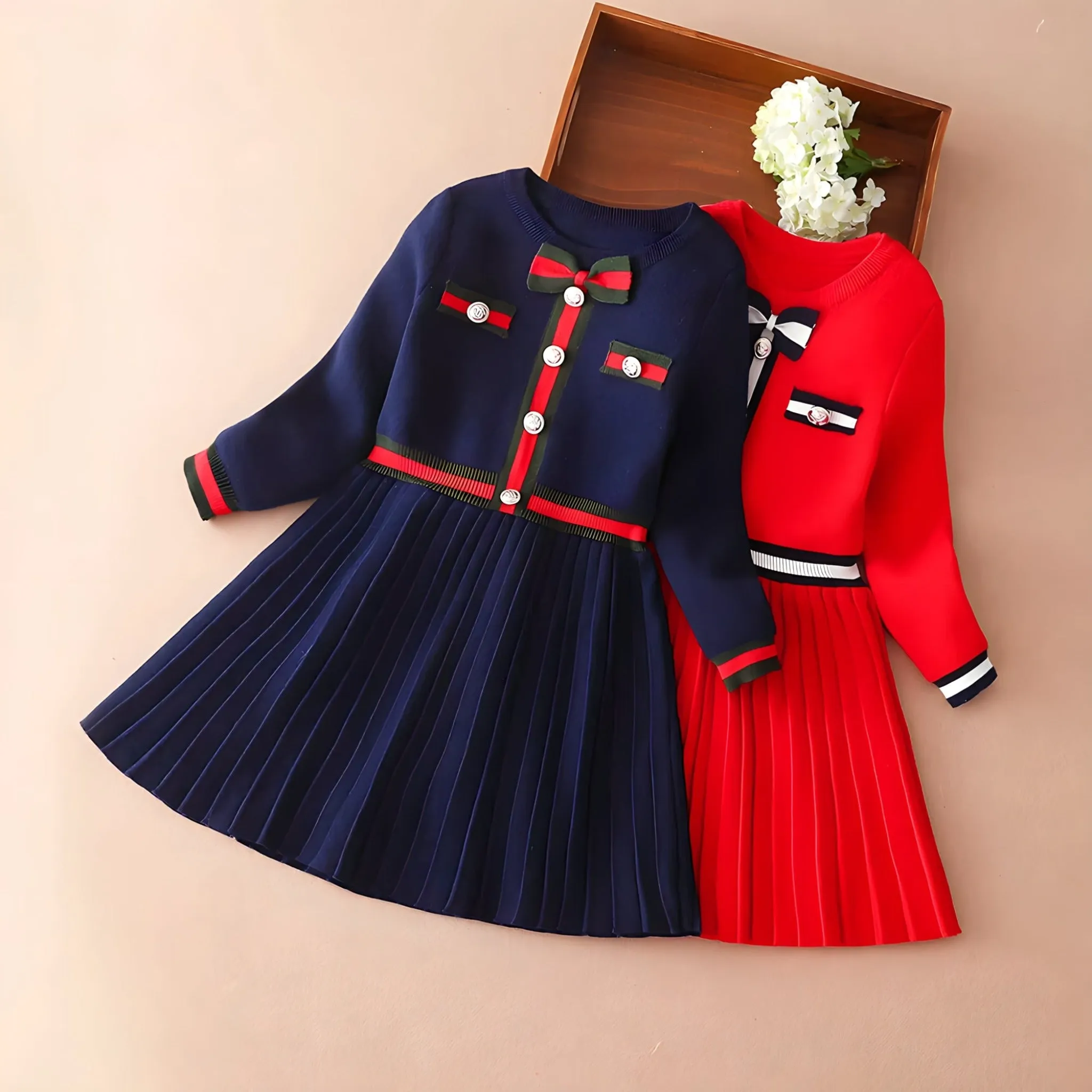 Premium Knit Cotton Classy Girls' Dress