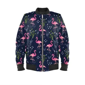 Retro Flamingo print Unisex Bomber Jacket