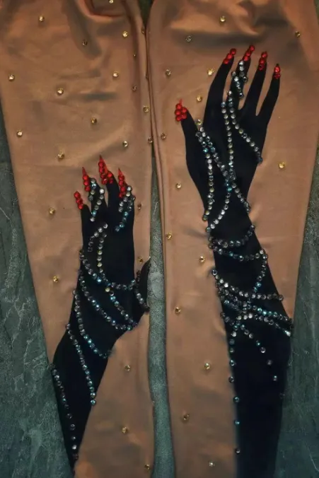 Rhinestone Jumpsuit Sparkling Bodysuit Rhinestone Beyonce Costume Party Outfit Party Performance Drag Costume