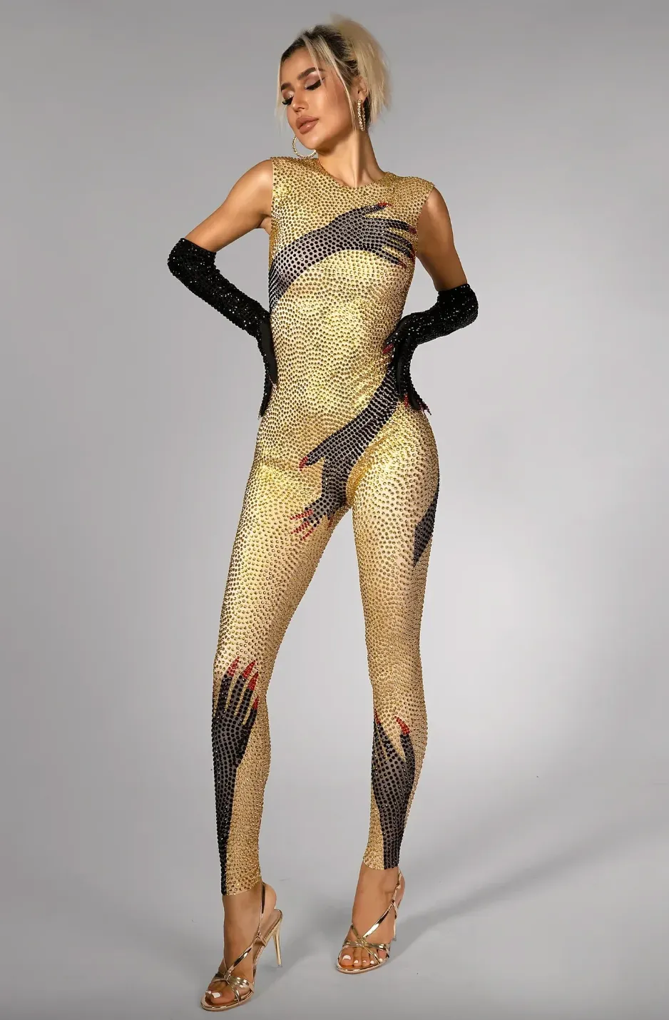 Rhinestone Jumpsuit Sparkling Bodysuit Rhinestone Beyonce Costume Party Outfit Party Performance Drag Costume