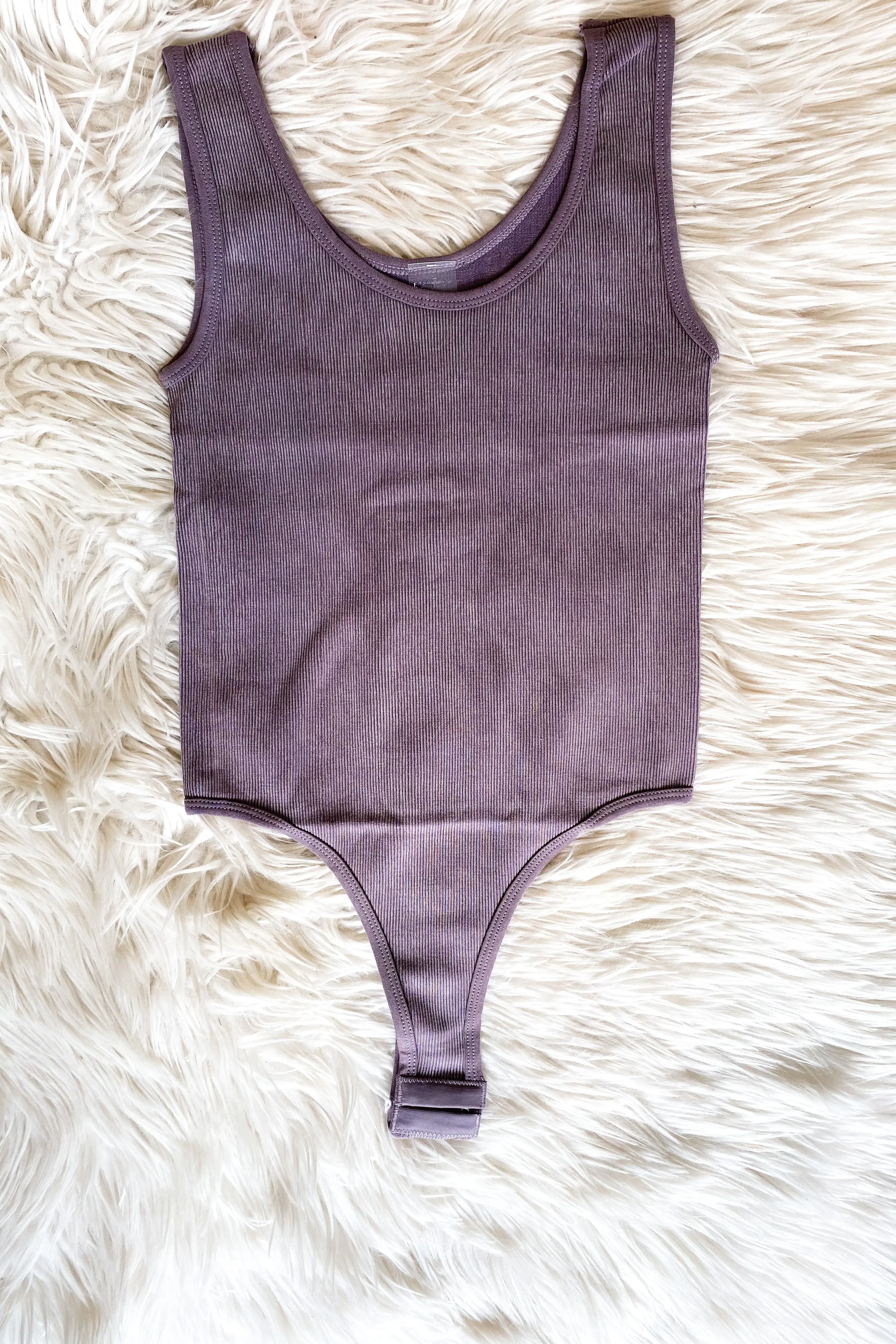 Ribbed Racerback Bodysuit in Washed Lilac