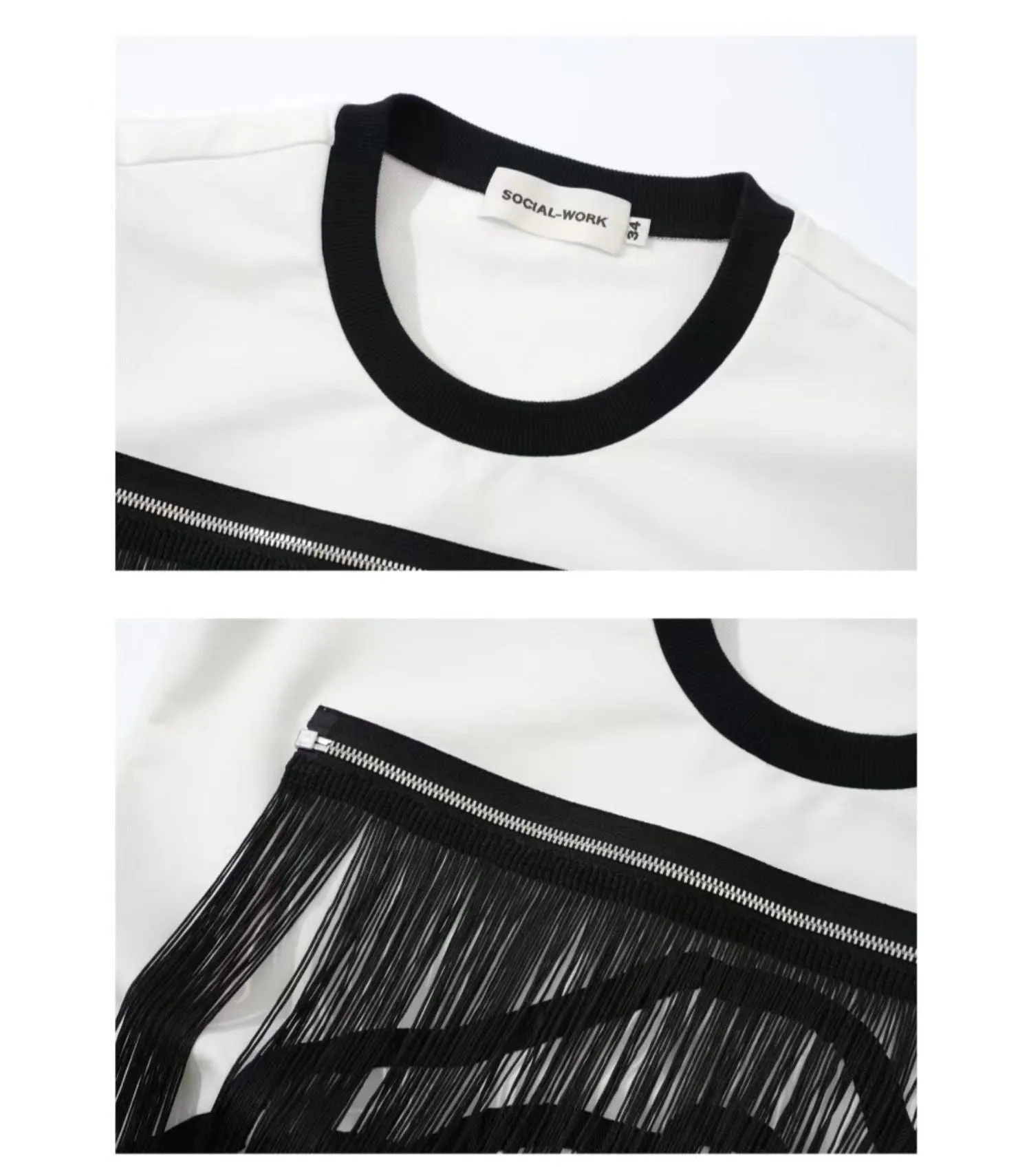 Rose Embroidered Fringe T-shirt