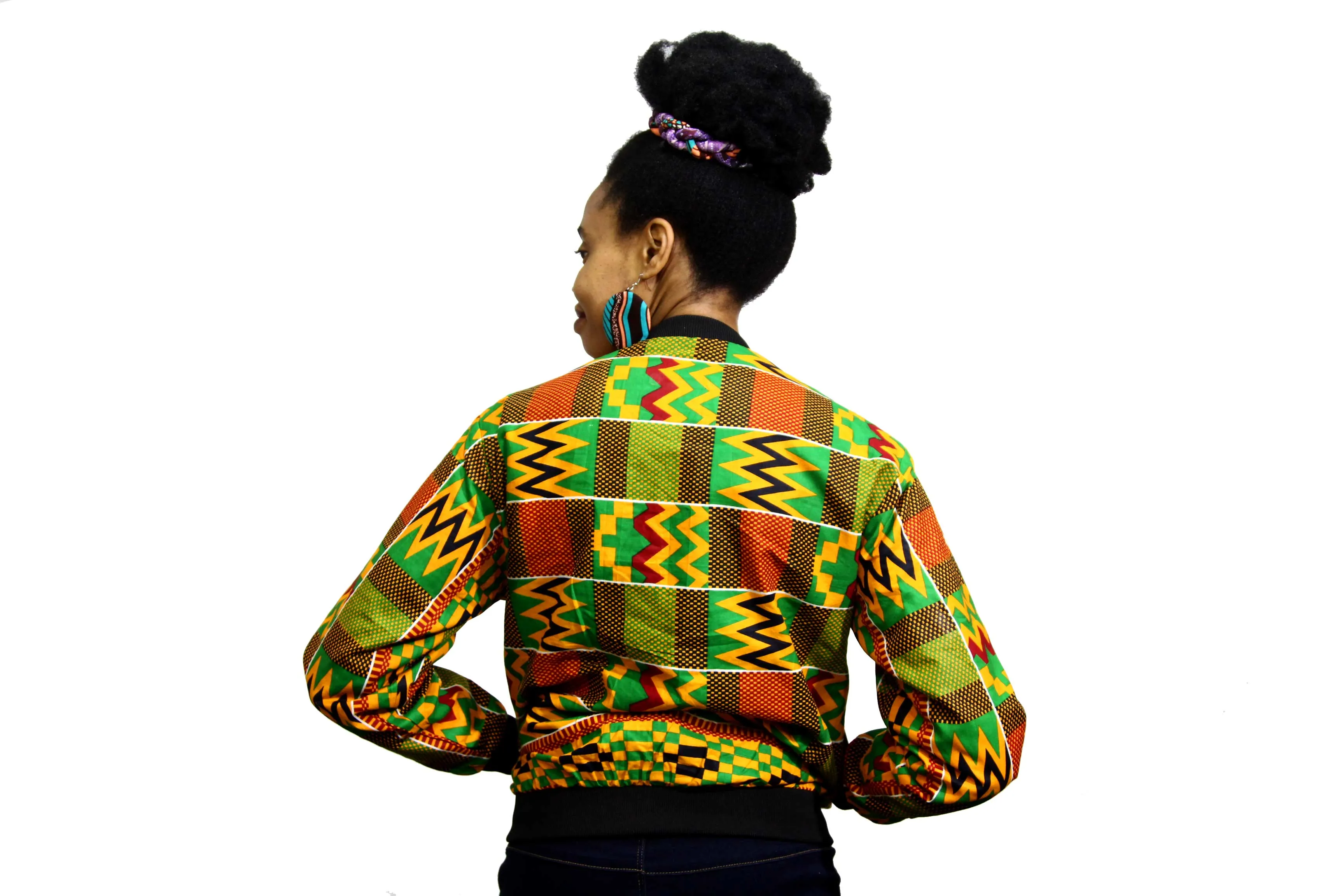 Sawtooth Kente Women's Bomber Jacket
