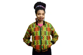 Sawtooth Kente Women's Bomber Jacket