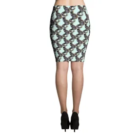 SCATTERED SWIRLY CATS Pencil Skirt