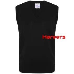 School Uniform Unisex Boys Girls Kids V Neck Knitted Sleeveless Tank Top Jumper -Black