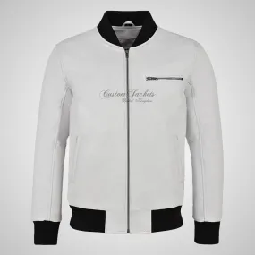 SEVENTIES 70’s Men's White Leather Bomber Jacket