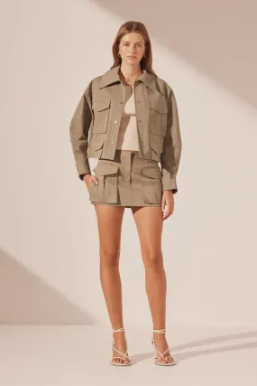 SHONA JOY - KAI PATCH POCKET CROP JACKET - GREY KHAKI