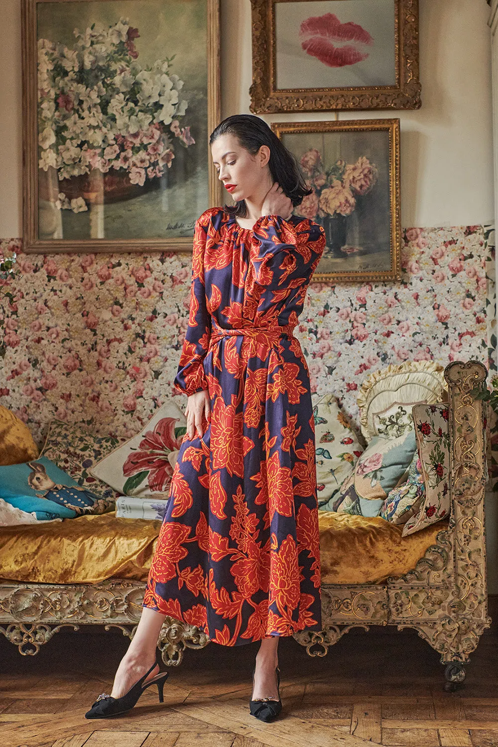 Silk Tie Waist Dress