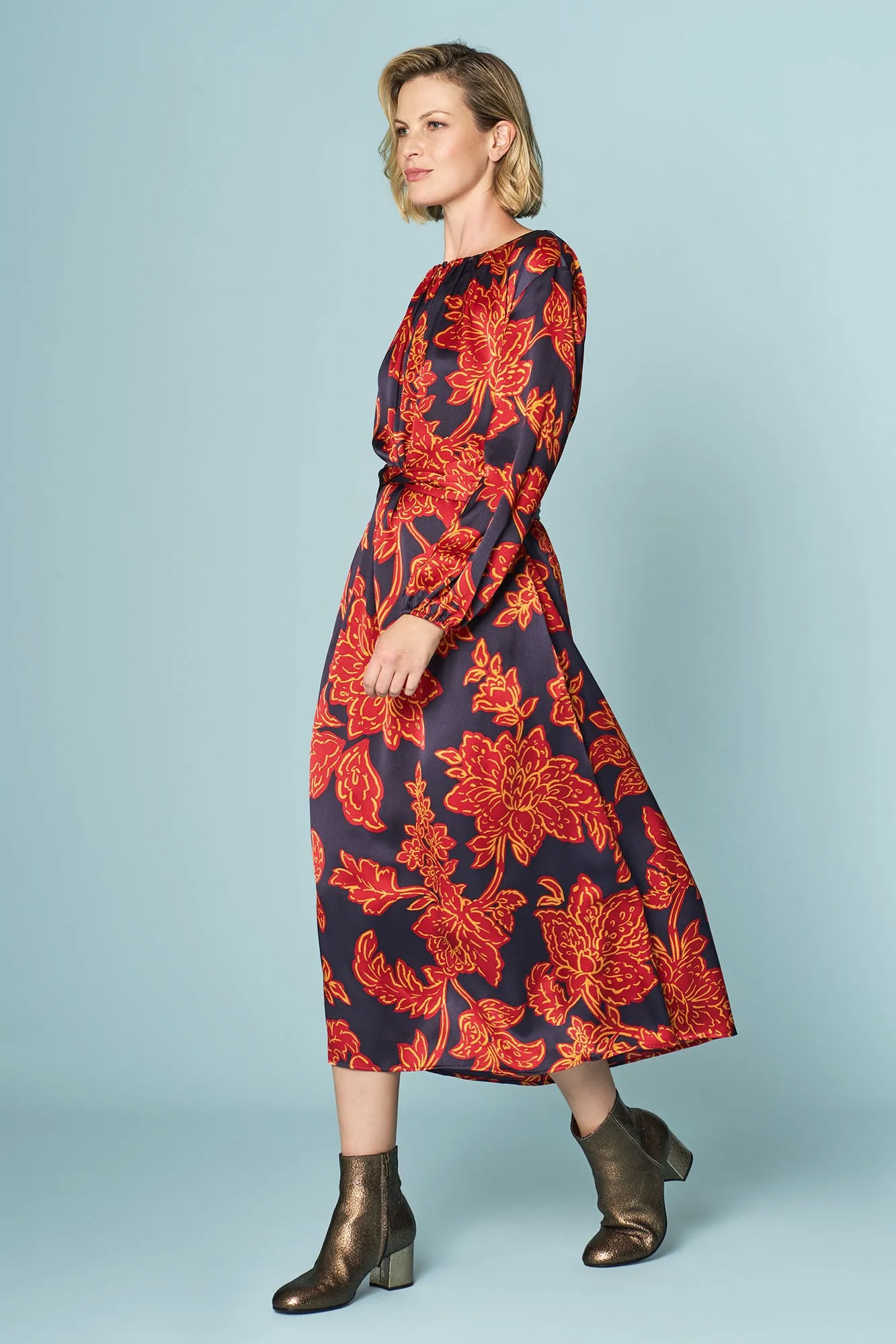 Silk Tie Waist Dress