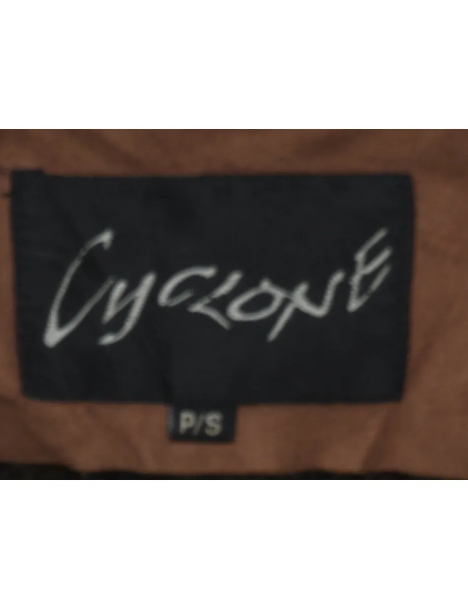 Single Breasted Brown Suede & Faux Shearling Lined Jacket - S