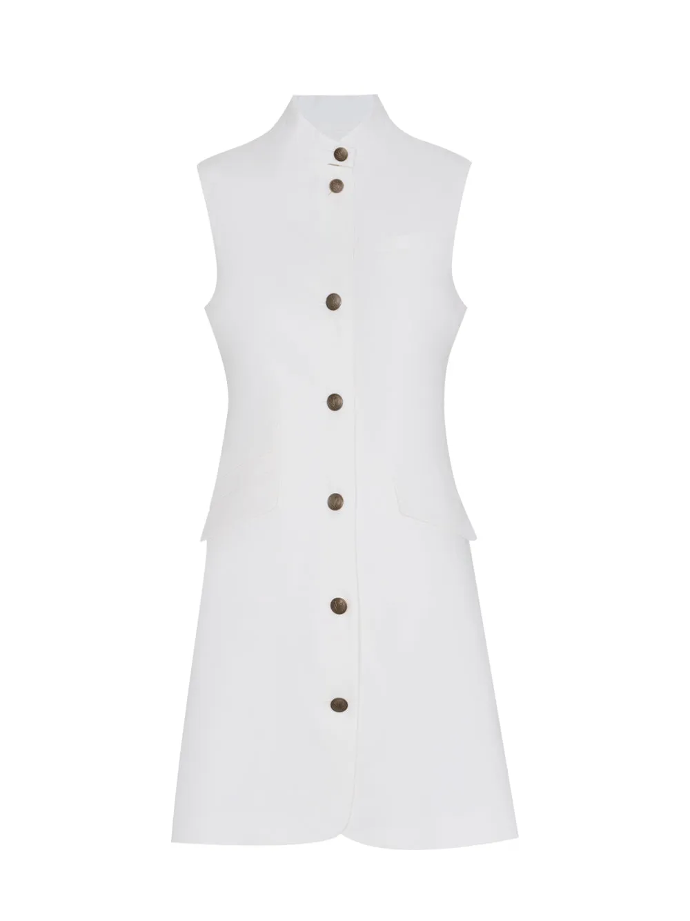 Slade Knit Twill Vest Dress (White)