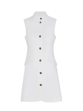 Slade Knit Twill Vest Dress (White)