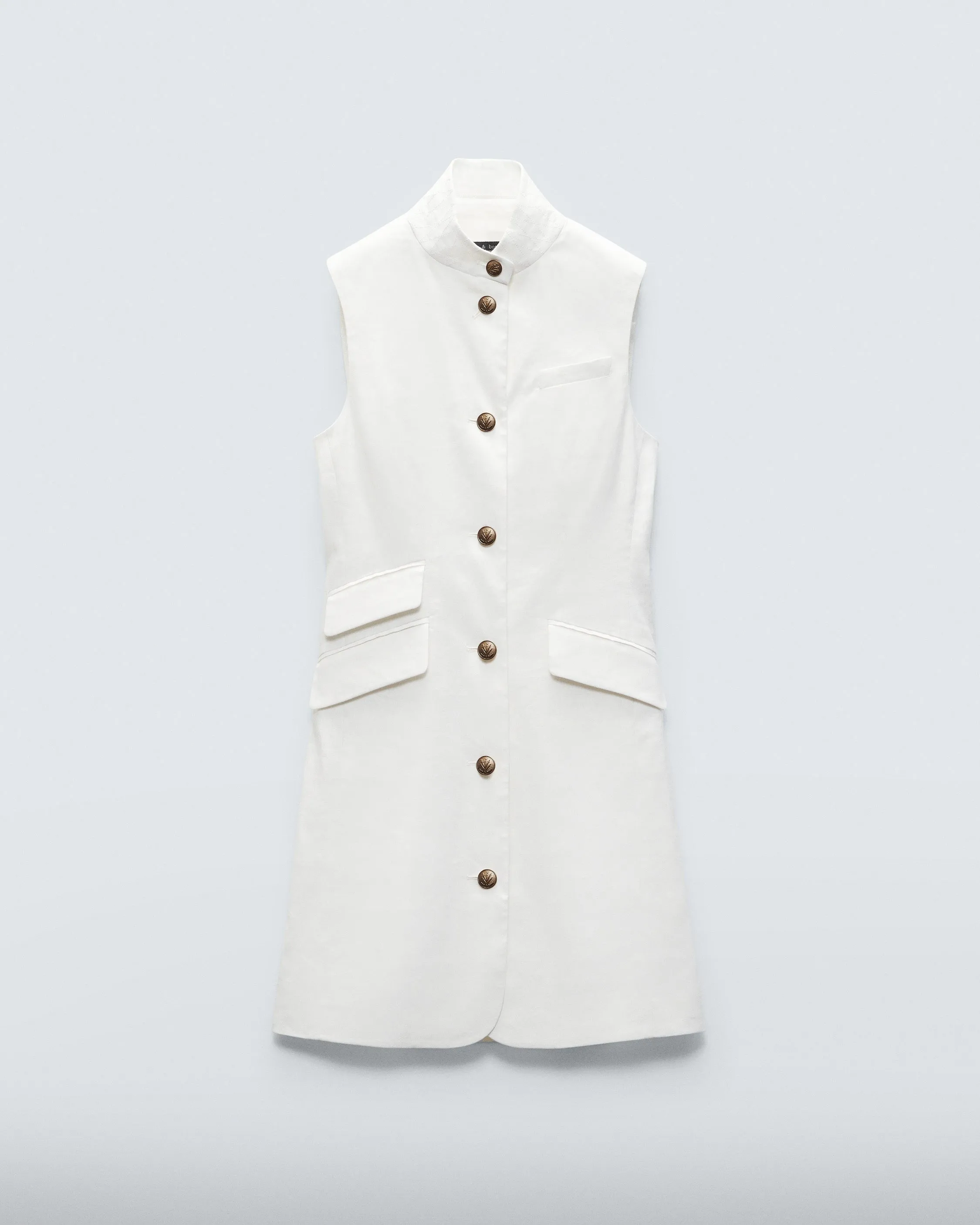 Slade Knit Twill Vest Dress (White)