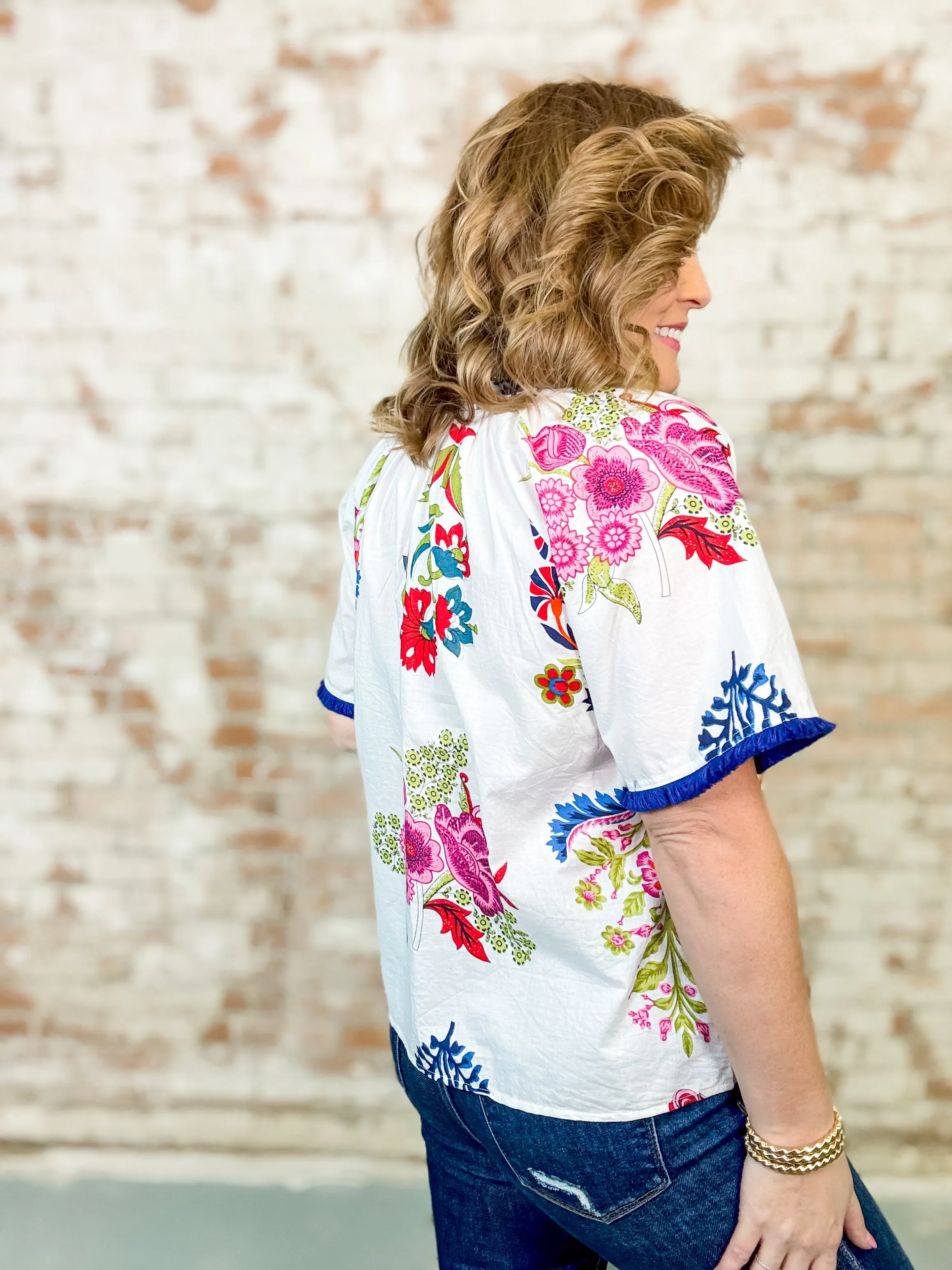 THML Tisha Floral Button Front Top