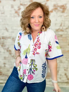 THML Tisha Floral Button Front Top