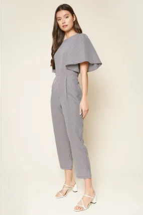 Tribune Gingham Cape Sleeve Jumpsuit