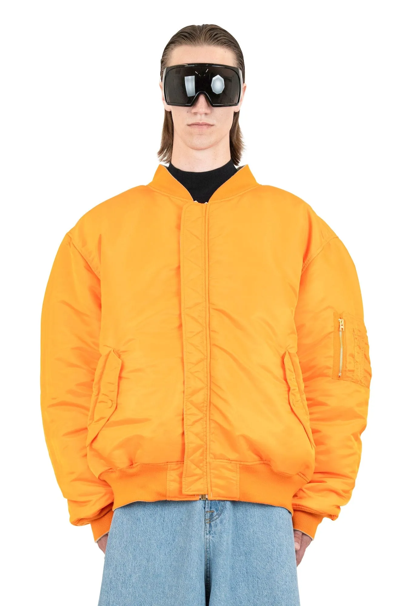 Vetements Double Zip Bomber Jacket in Cream