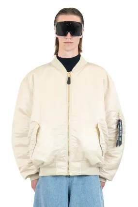 Vetements Double Zip Bomber Jacket in Cream
