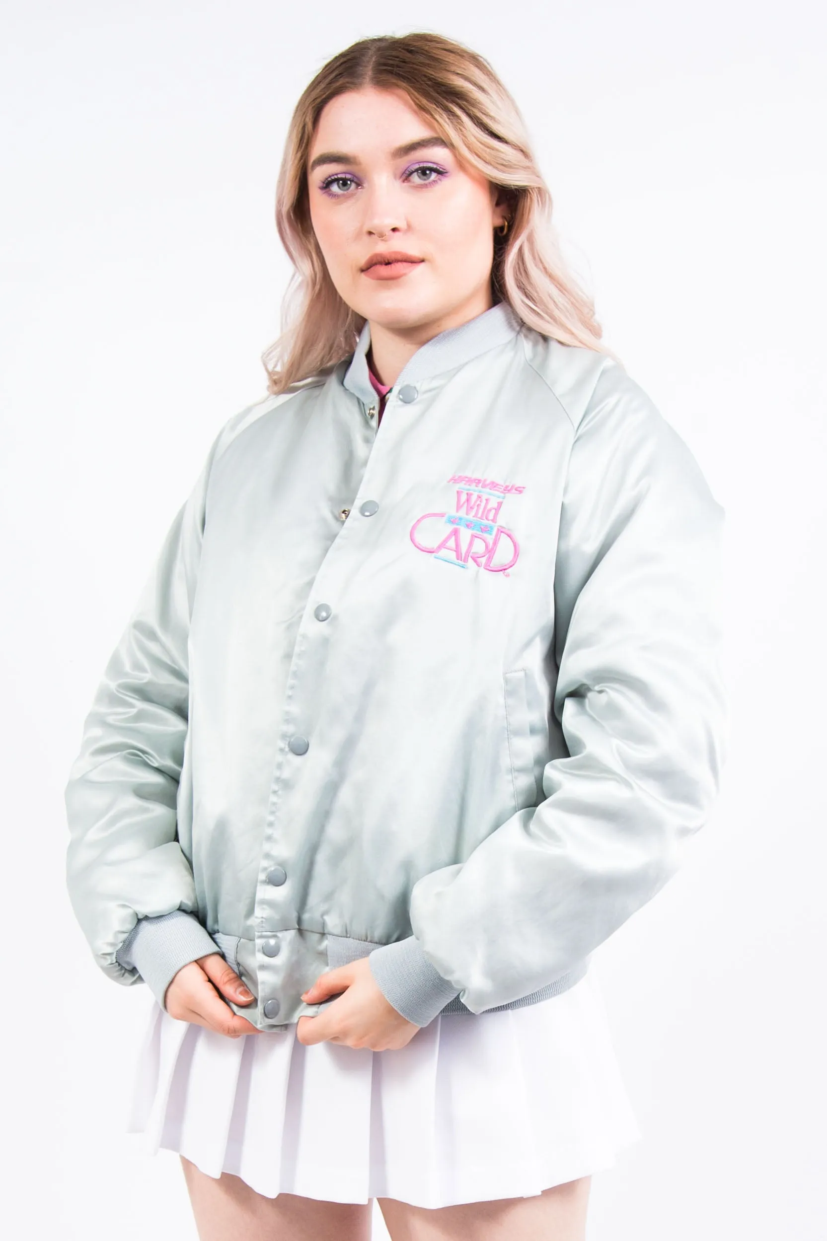 Vintage 90's Silver USA Baseball Jacket