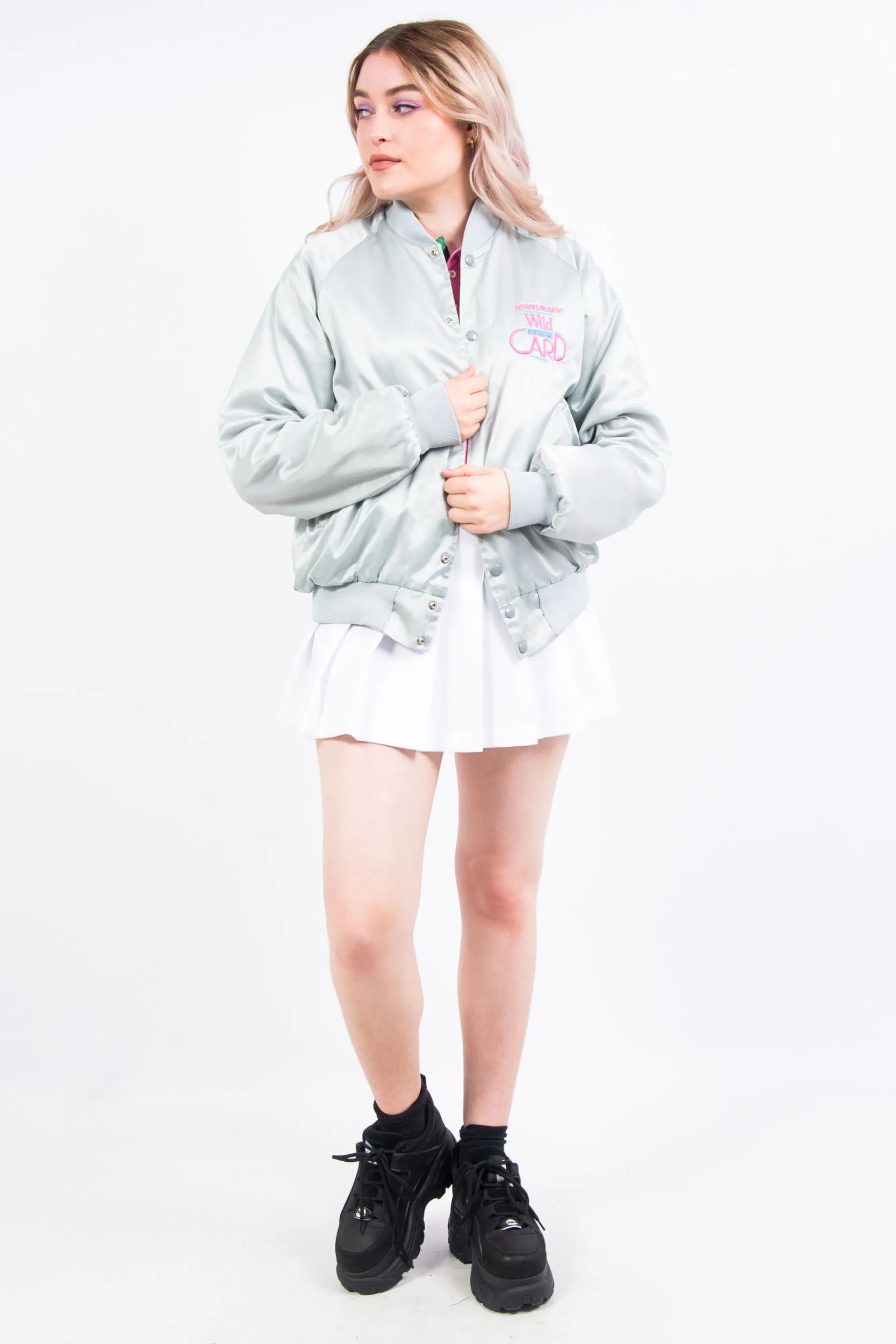 Vintage 90's Silver USA Baseball Jacket