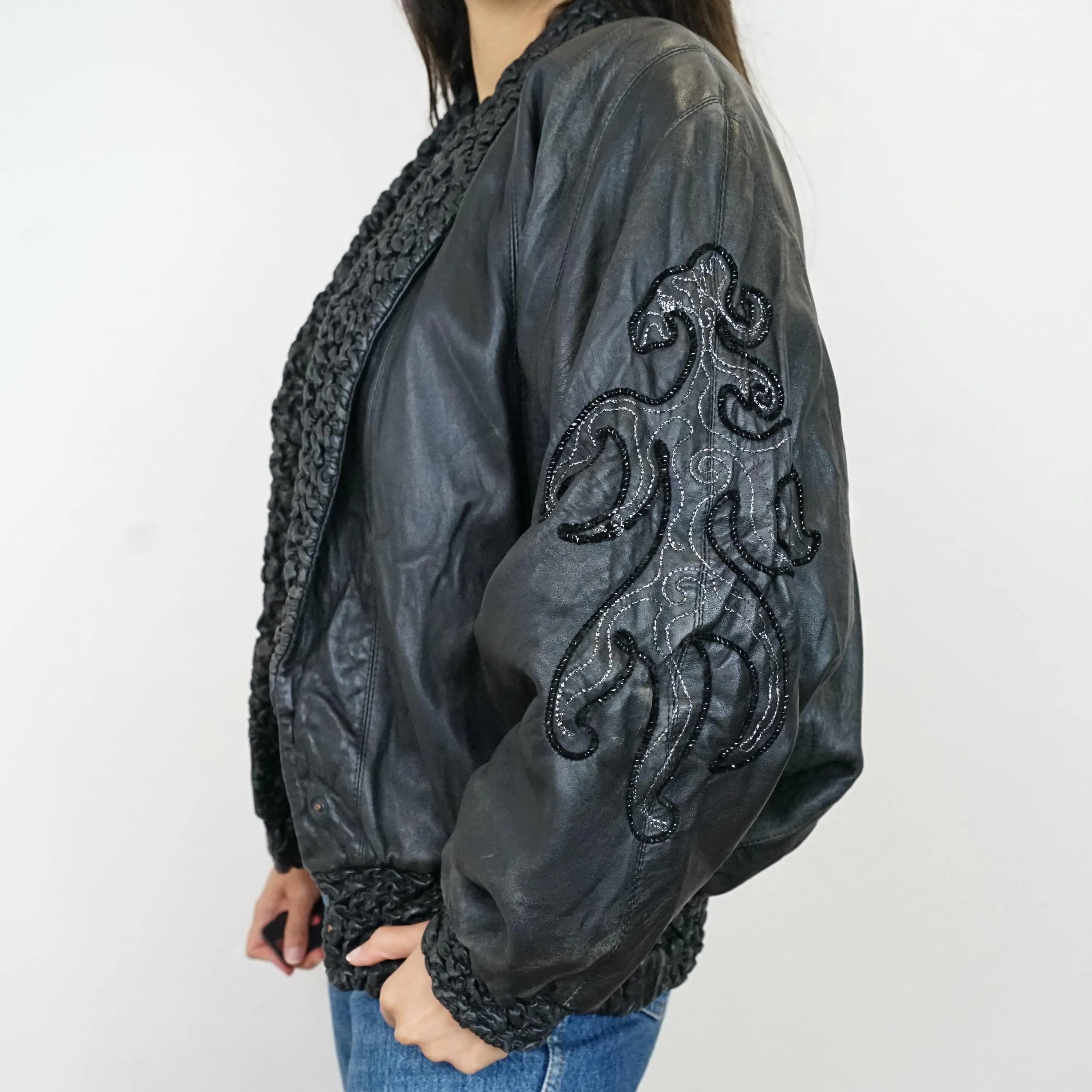 Vintage RARE 80s leather jacket size S-M