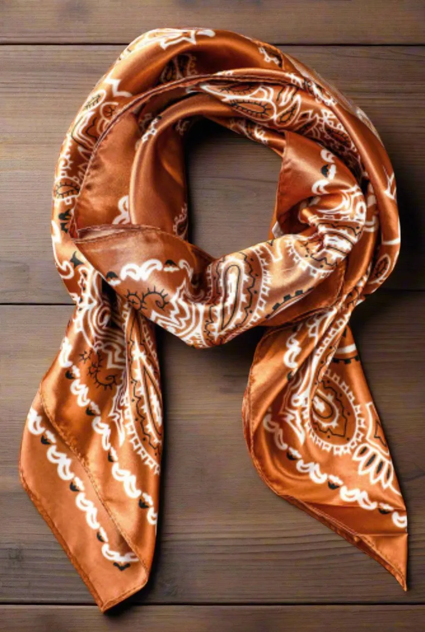 Western Paisley Wild Rag Scarf, Fall Bandana for Cowgirls, Large Neckerchief,