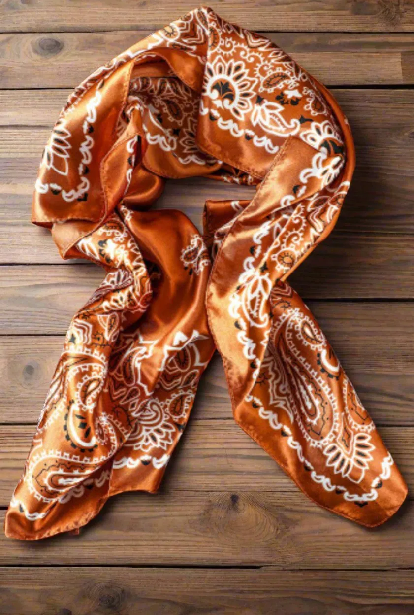 Western Paisley Wild Rag Scarf, Fall Bandana for Cowgirls, Large Neckerchief,