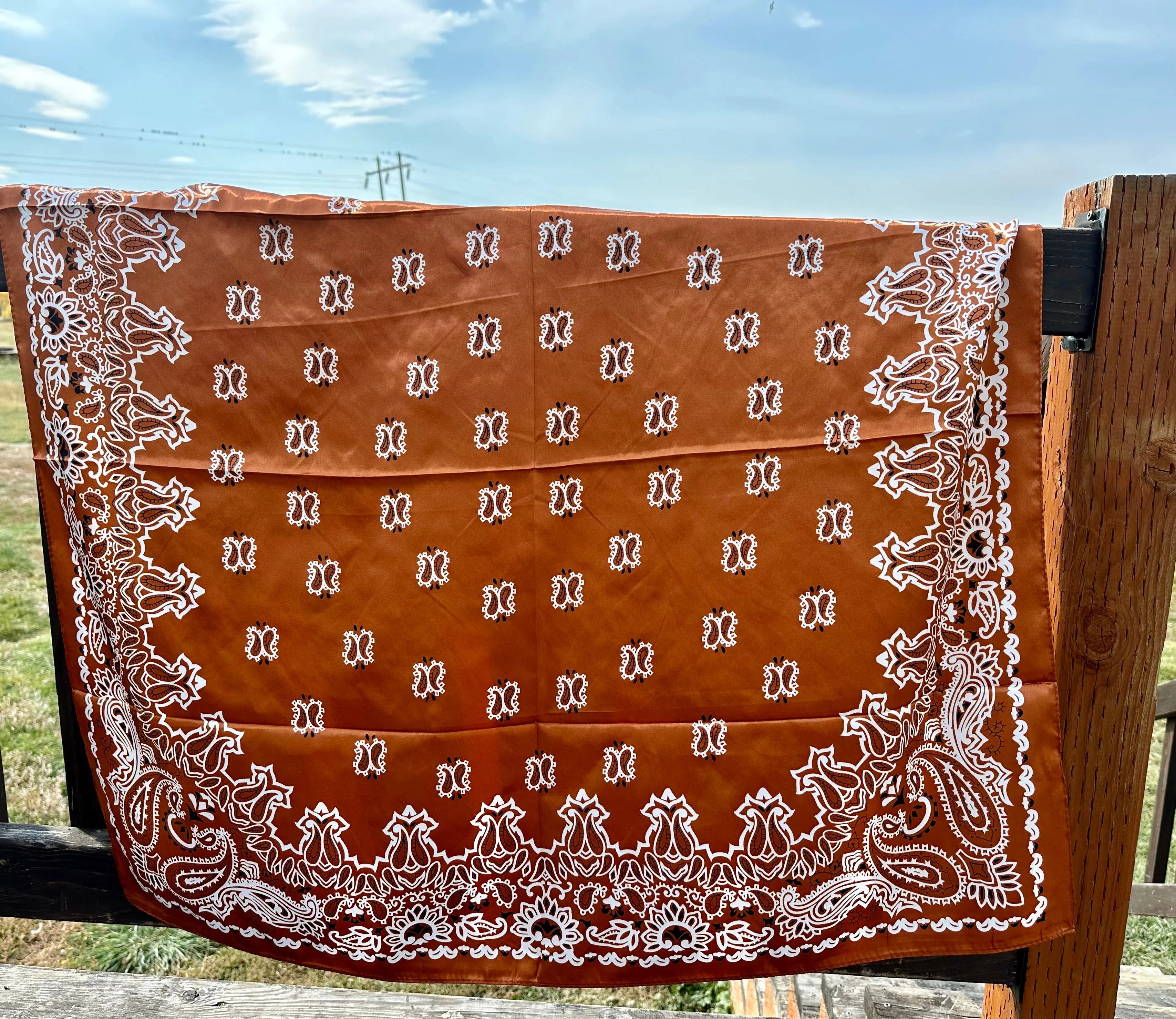 Western Paisley Wild Rag Scarf, Fall Bandana for Cowgirls, Large Neckerchief,