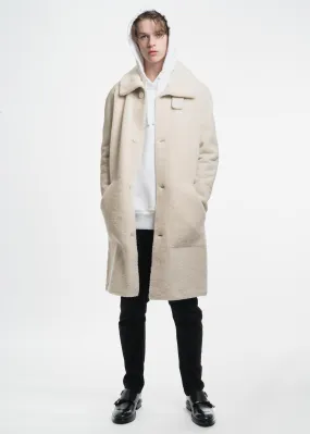 White Shearling Motocross Leather Coat
