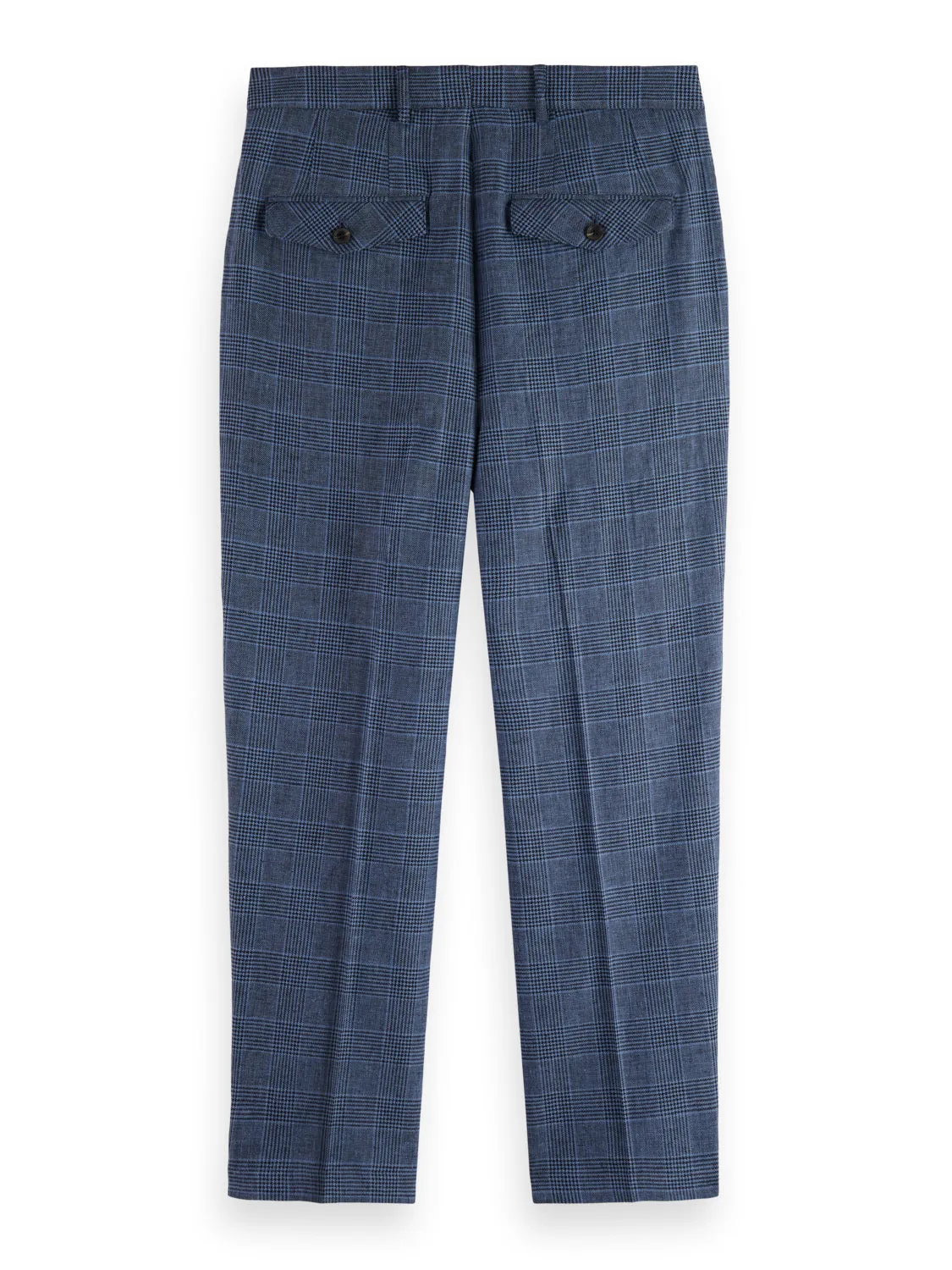 Wide-Leg Pleated Check Chinos in Blue Check