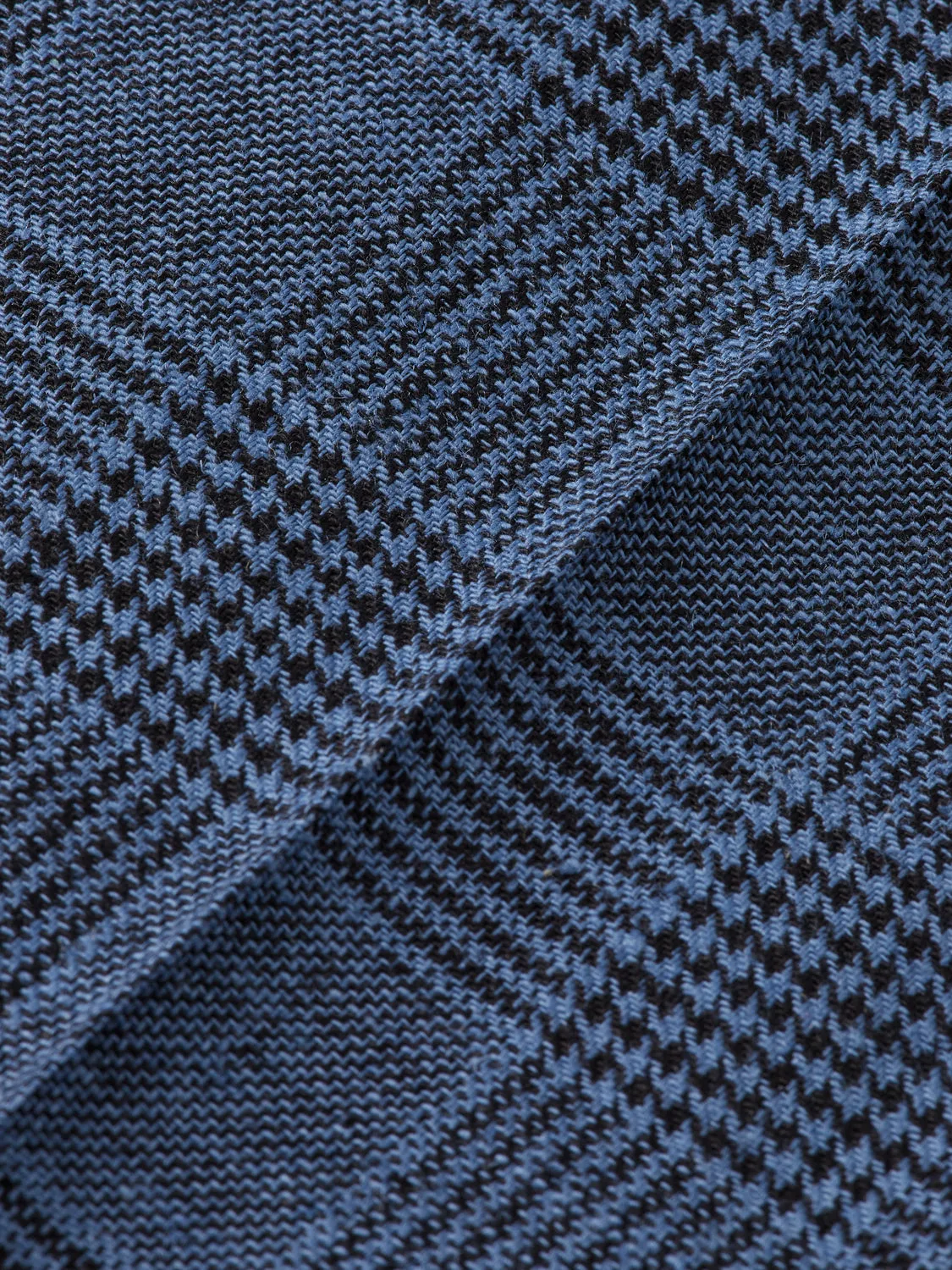 Wide-Leg Pleated Check Chinos in Blue Check