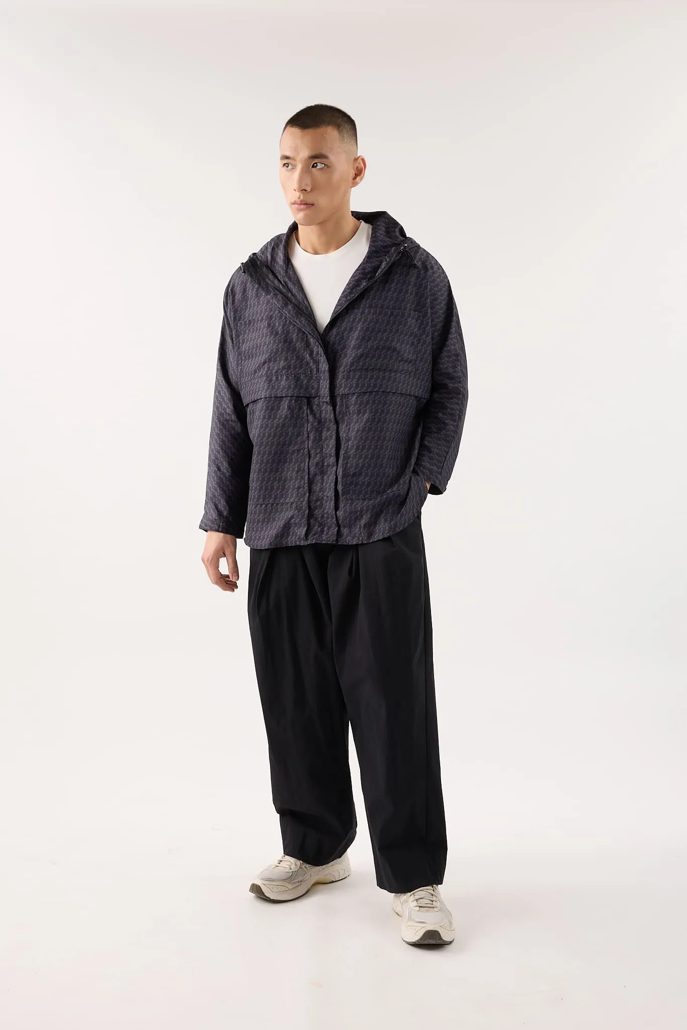 Winter Grey Printed Parka Jacket