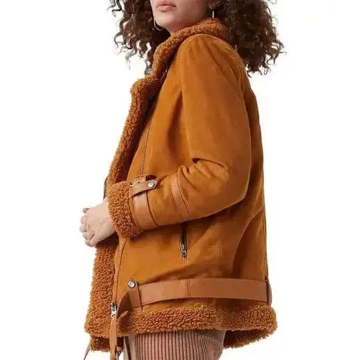 Women's B3 RAF Aviator Shearling Suede Leather Jacket