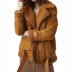 Women's B3 RAF Aviator Shearling Suede Leather Jacket