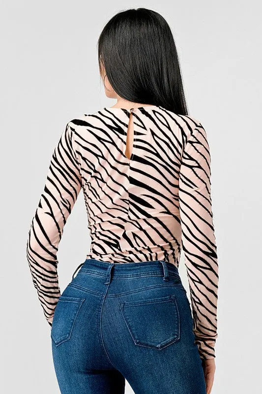 Zebra Velvet Bodysuit