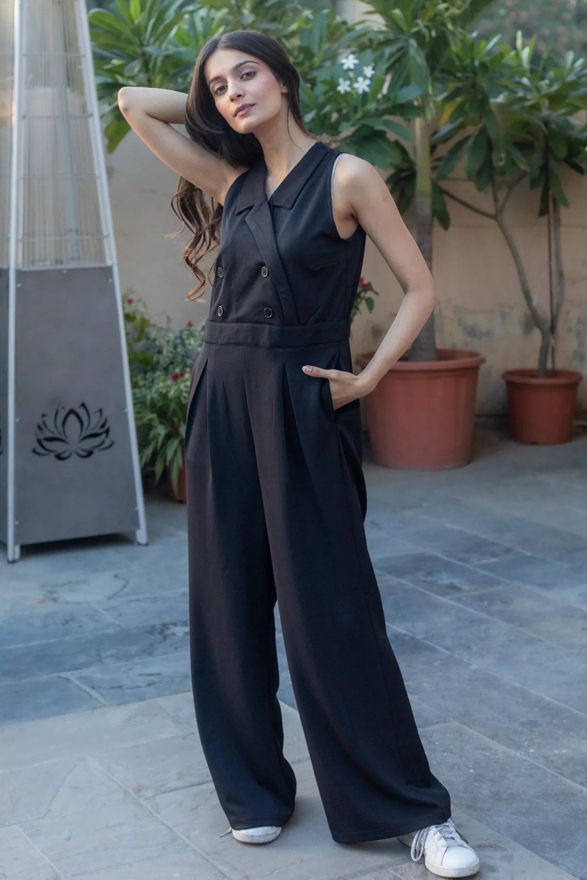 Zoe Double Breasted Jumpsuit - black