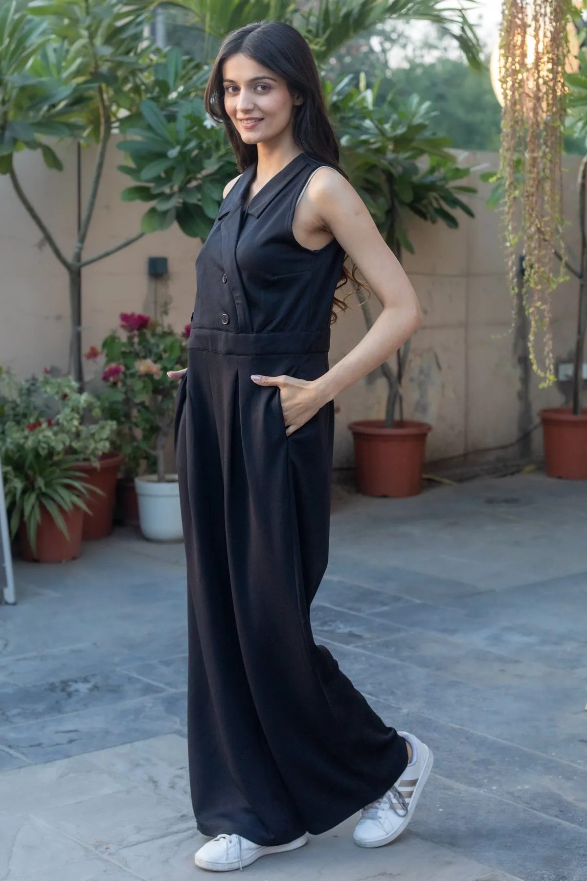 Zoe Double Breasted Jumpsuit - black